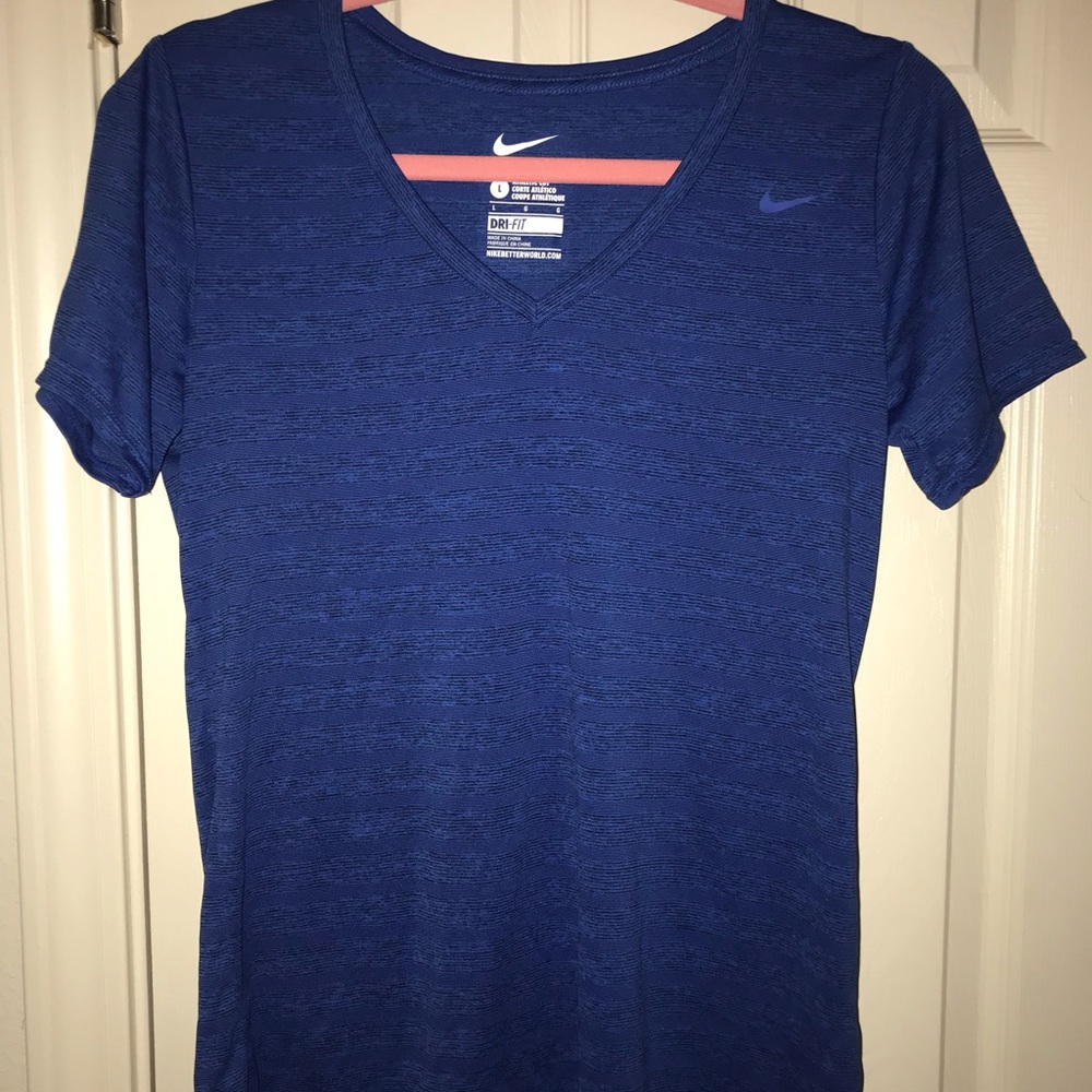Blue Nike Dri Fit V-neck T-Shirt